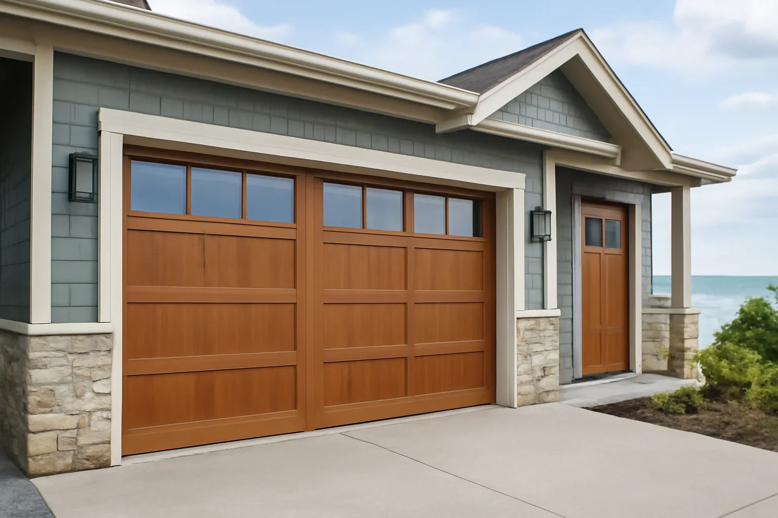 Garage door on a coastal British Columbia home