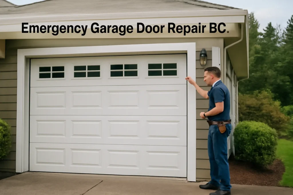 Emergency Garage Door Repair BC illustrated with a residential garage in BC