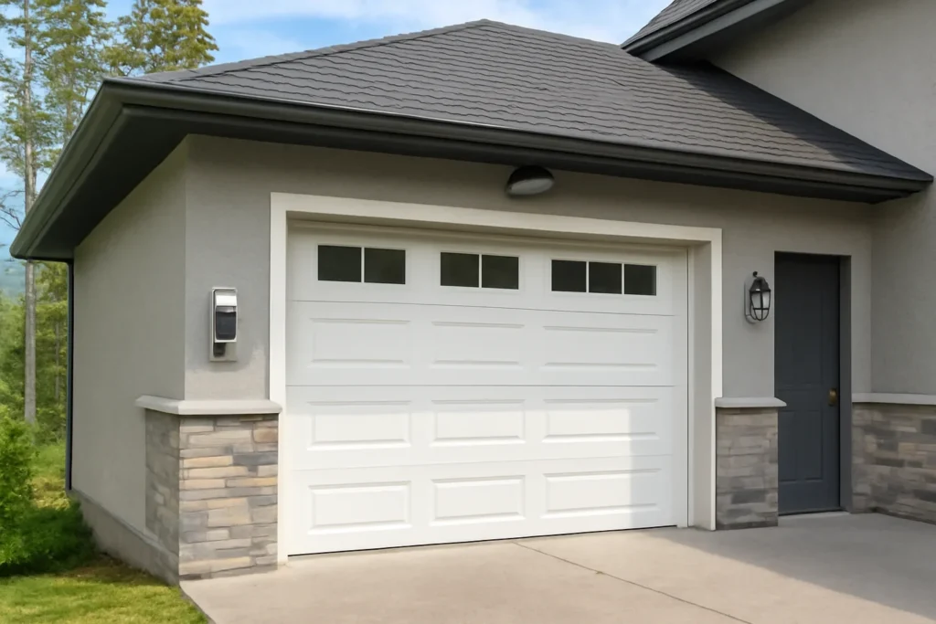 Garage Door Accessories in BC illustrated with a residential garage in BC