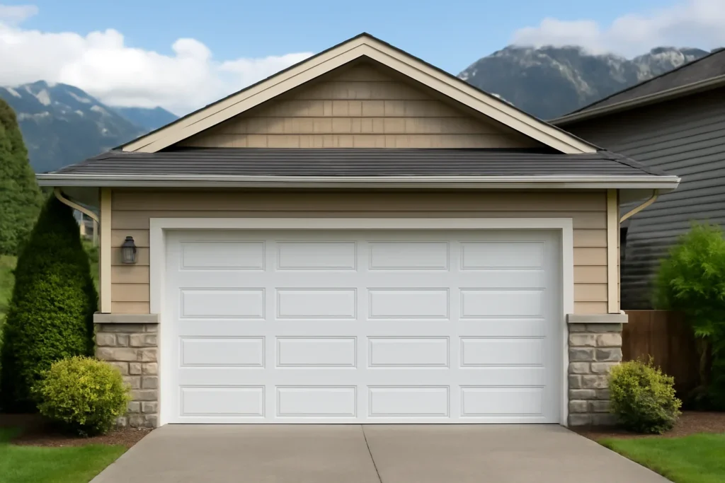 Garage Door Maintenance BC illustrated with a residential garage in BC
