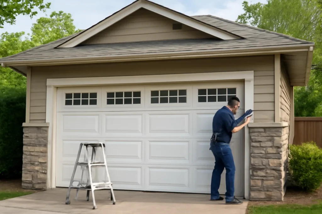 Garage Door Maintenance Langley illustrated with a residential garage in BC