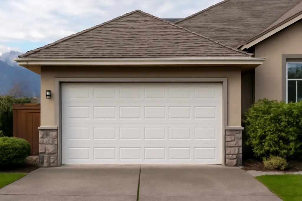 Garage Door Noise Fixes BC illustrated with a residential garage in BC