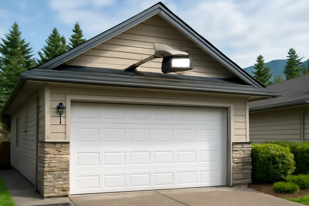 Garage Door Opener Replacement BC illustrated with a residential garage in BC