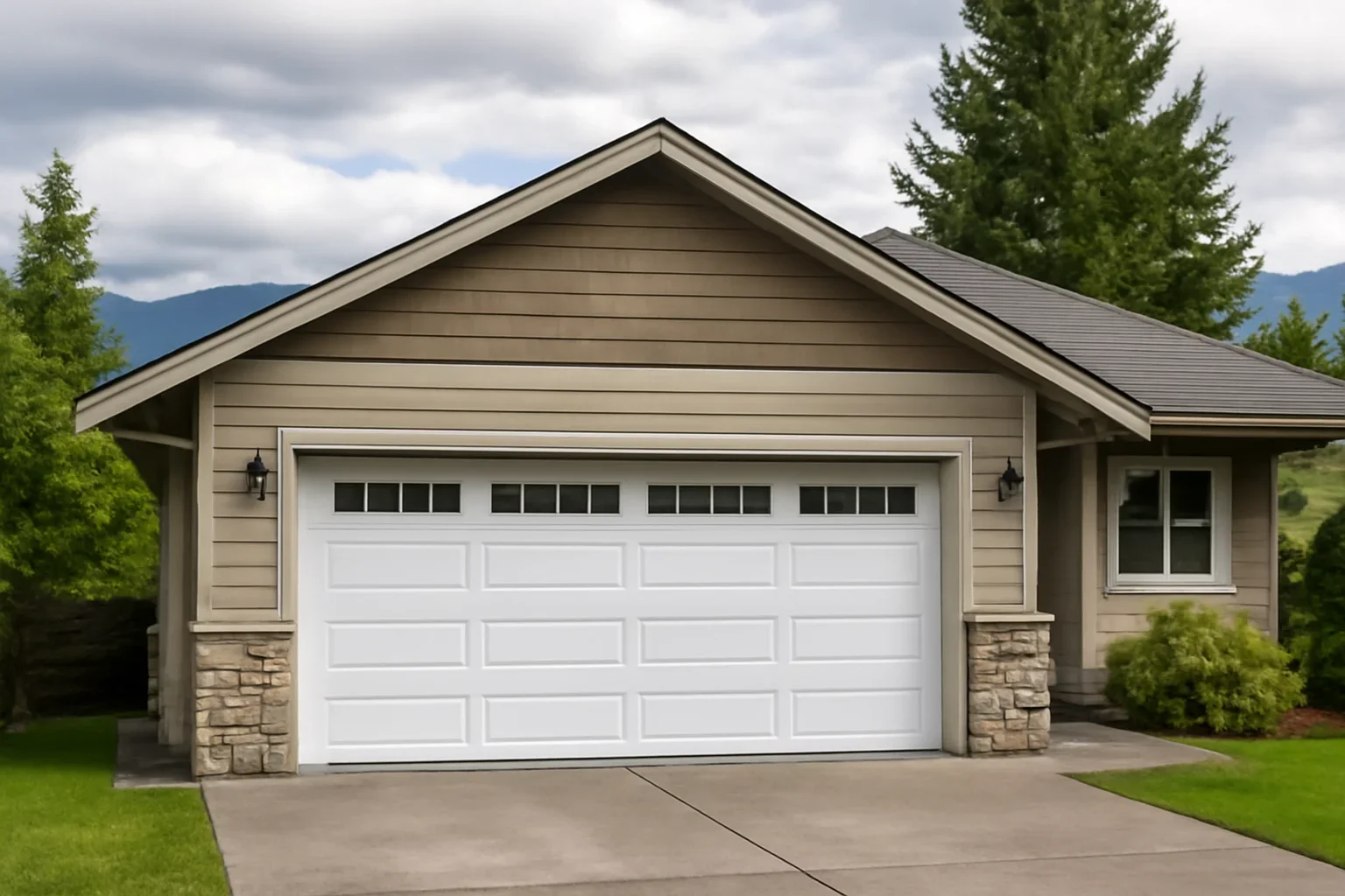 Garage Door Repair vs Replacement BC illustrated with a residential garage in BC
