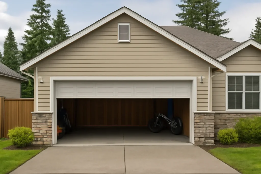 Garage Door Safety Tips BC illustrated with a residential garage in BC