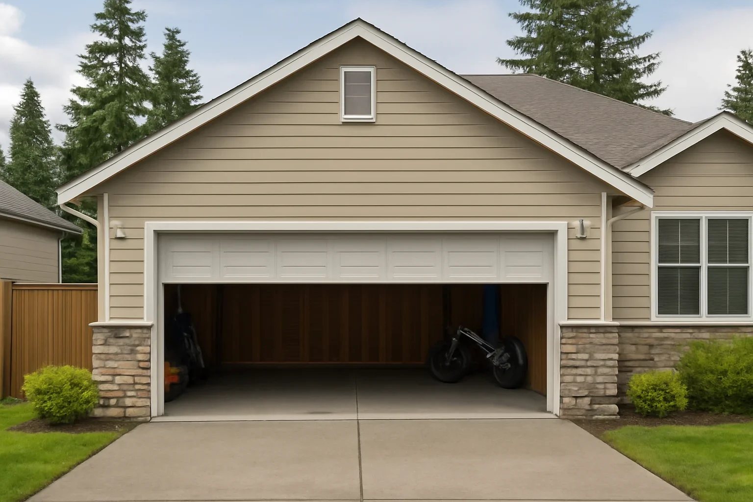 Garage Door Safety Tips BC illustrated with a residential garage in BC