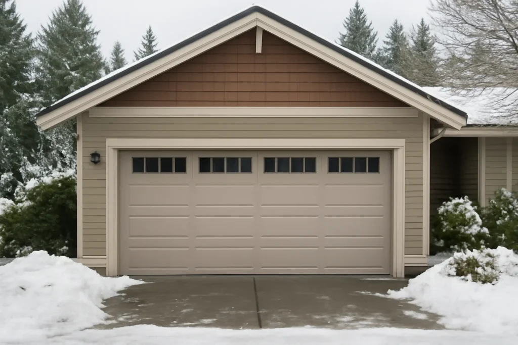 Garage Door Winter Prep BC illustrated with a residential garage in BC