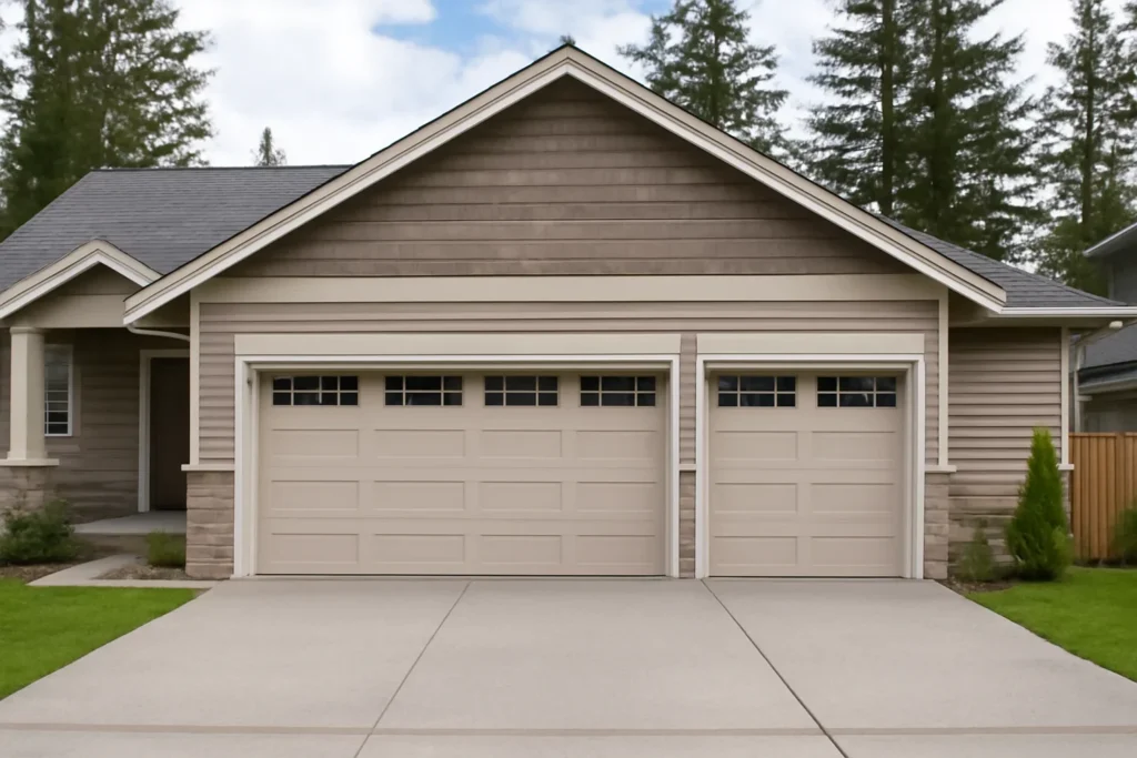 Multi-Car Garage Doors Surrey illustrated with a residential garage in BC