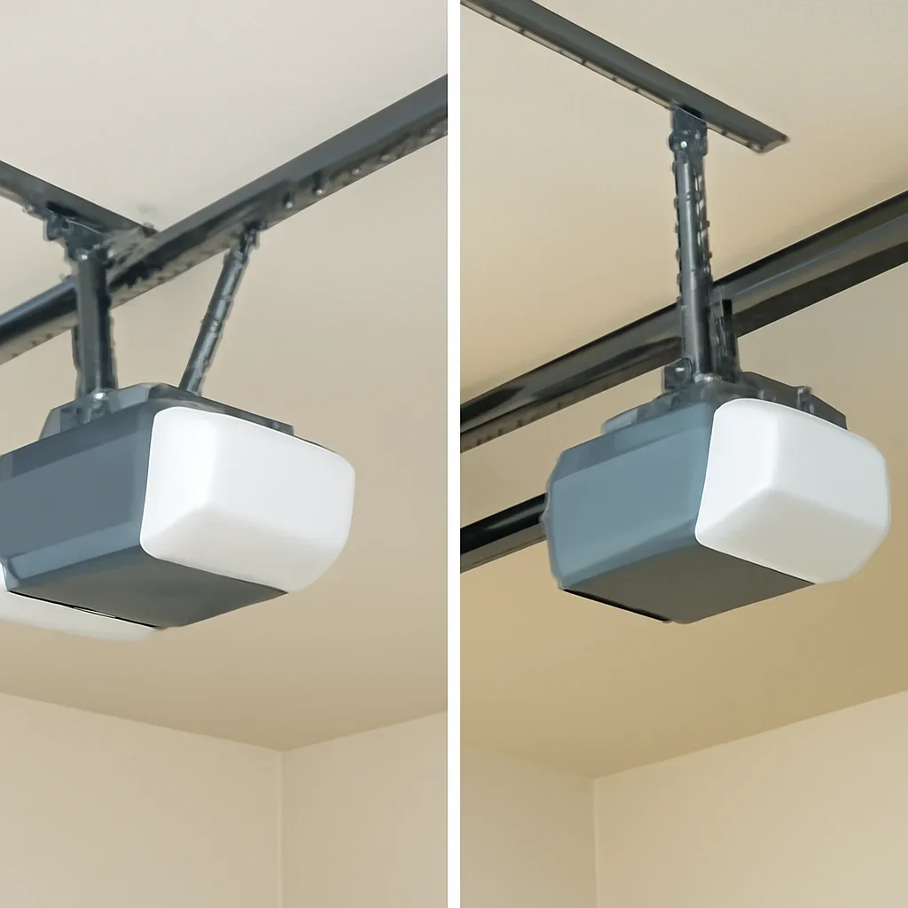 Visual comparison of chain and belt garage door opener options