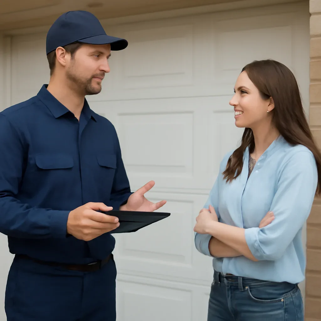 Garage door support conversation at a residential home