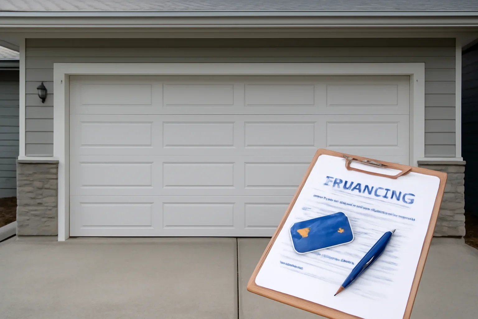 Homeowner reviewing garage door project and financing information