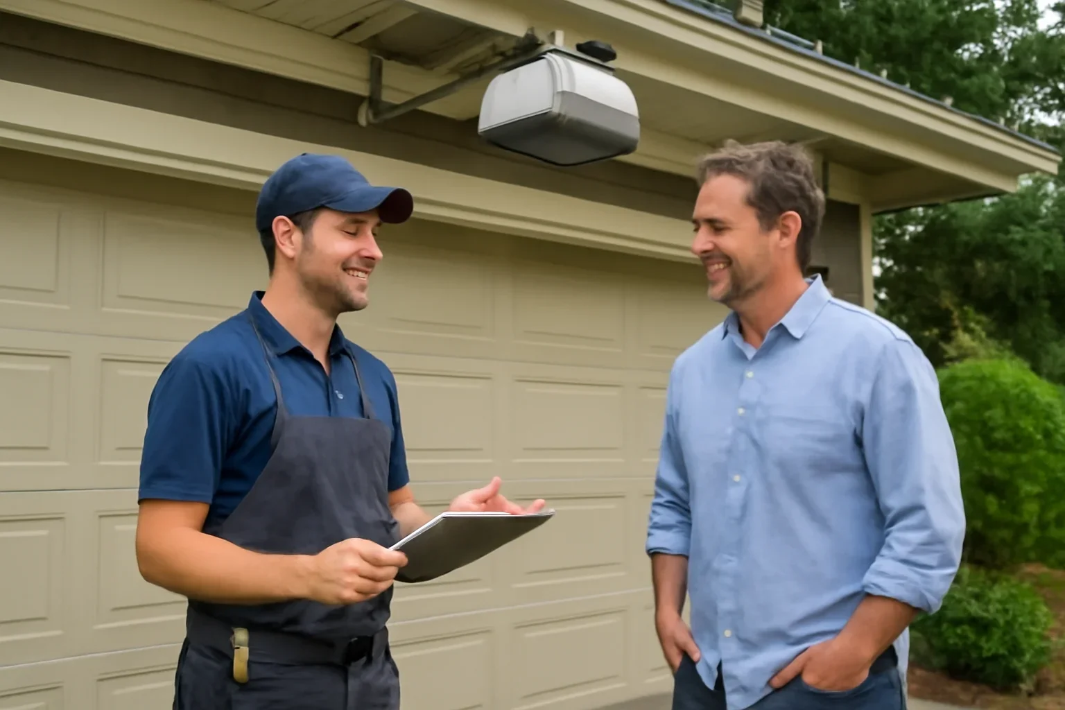 Garage door opener installation planning at a residential garage in British Columbia