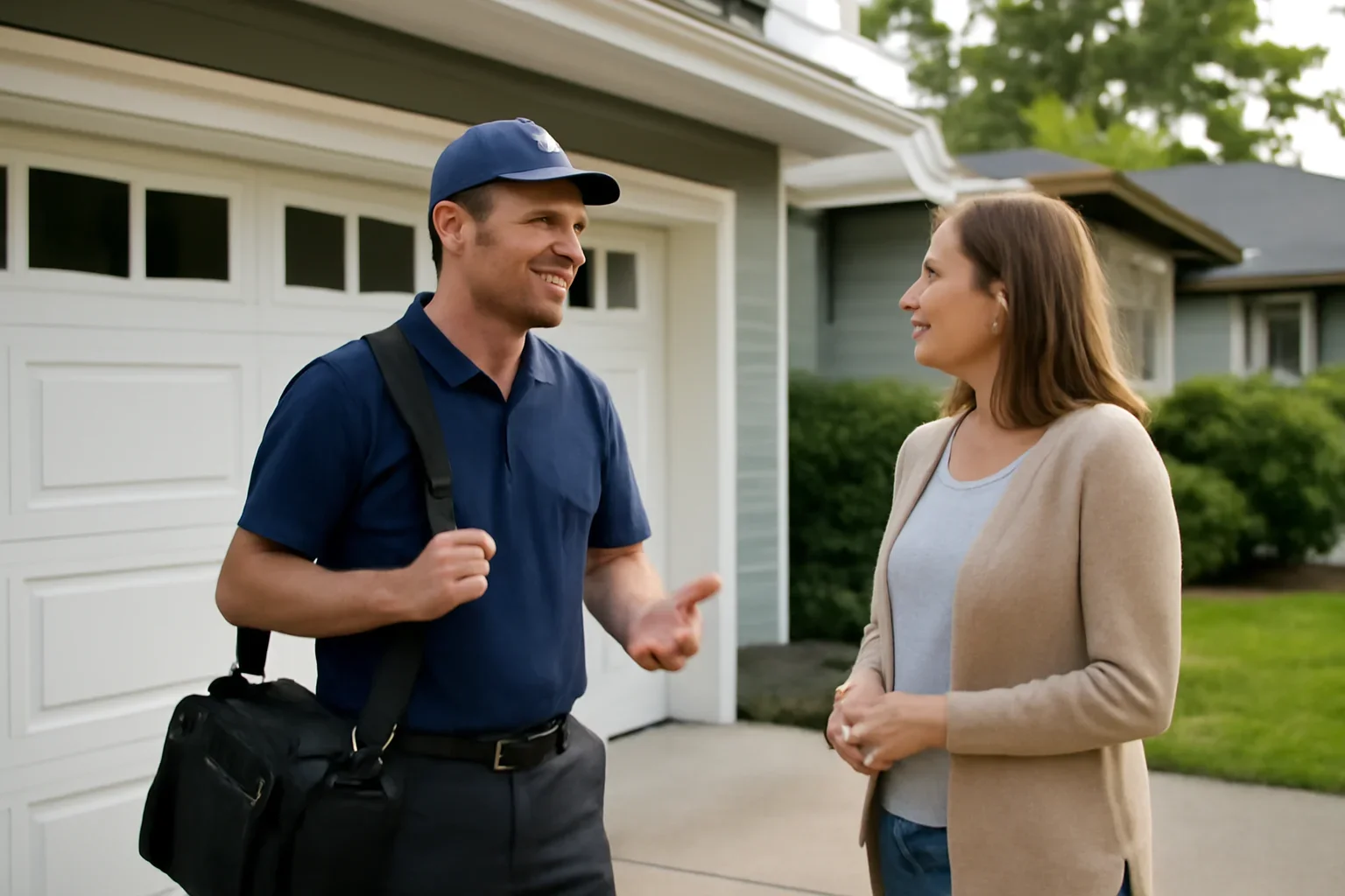 Garage door service visit at a Richmond home