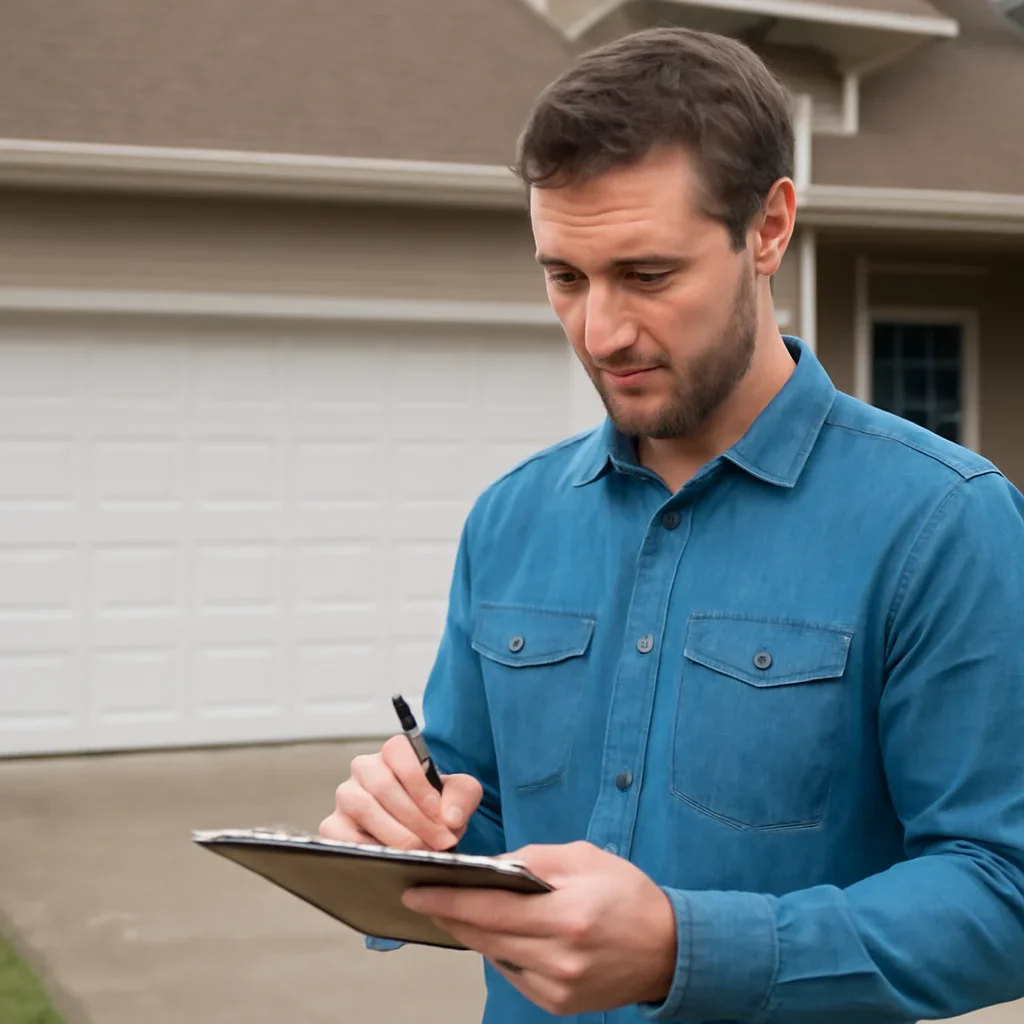 Homeowner in Abbotsford preparing a garage door service request