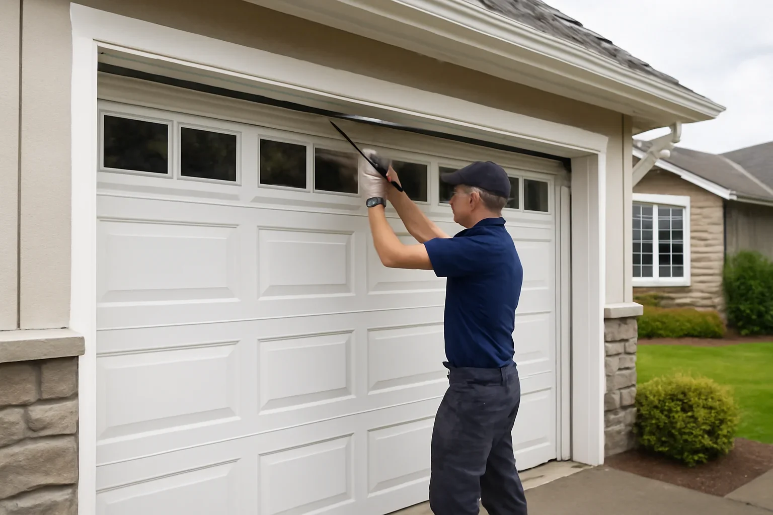 Garage door maintenance at a residential property in Abbotsford, BC