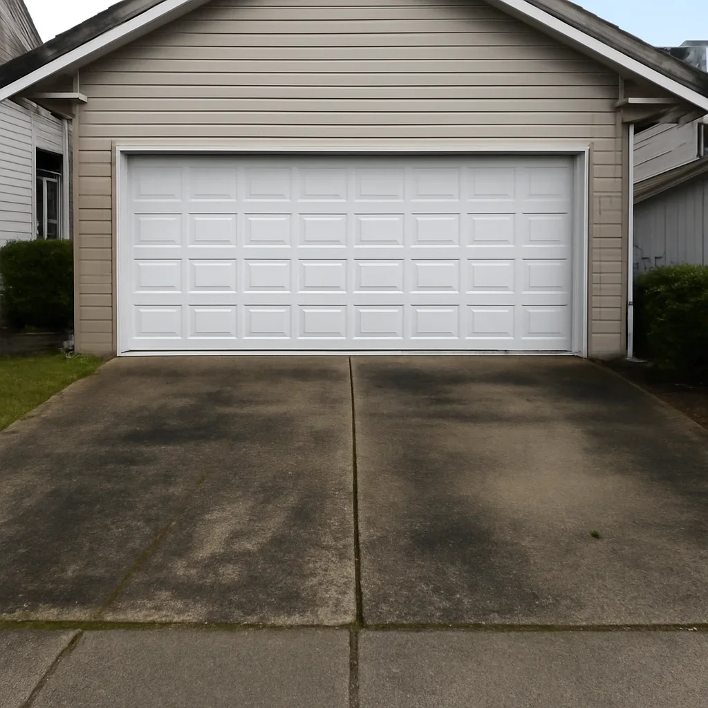 Garage door and driveway conditions typical of homes in Abbotsford