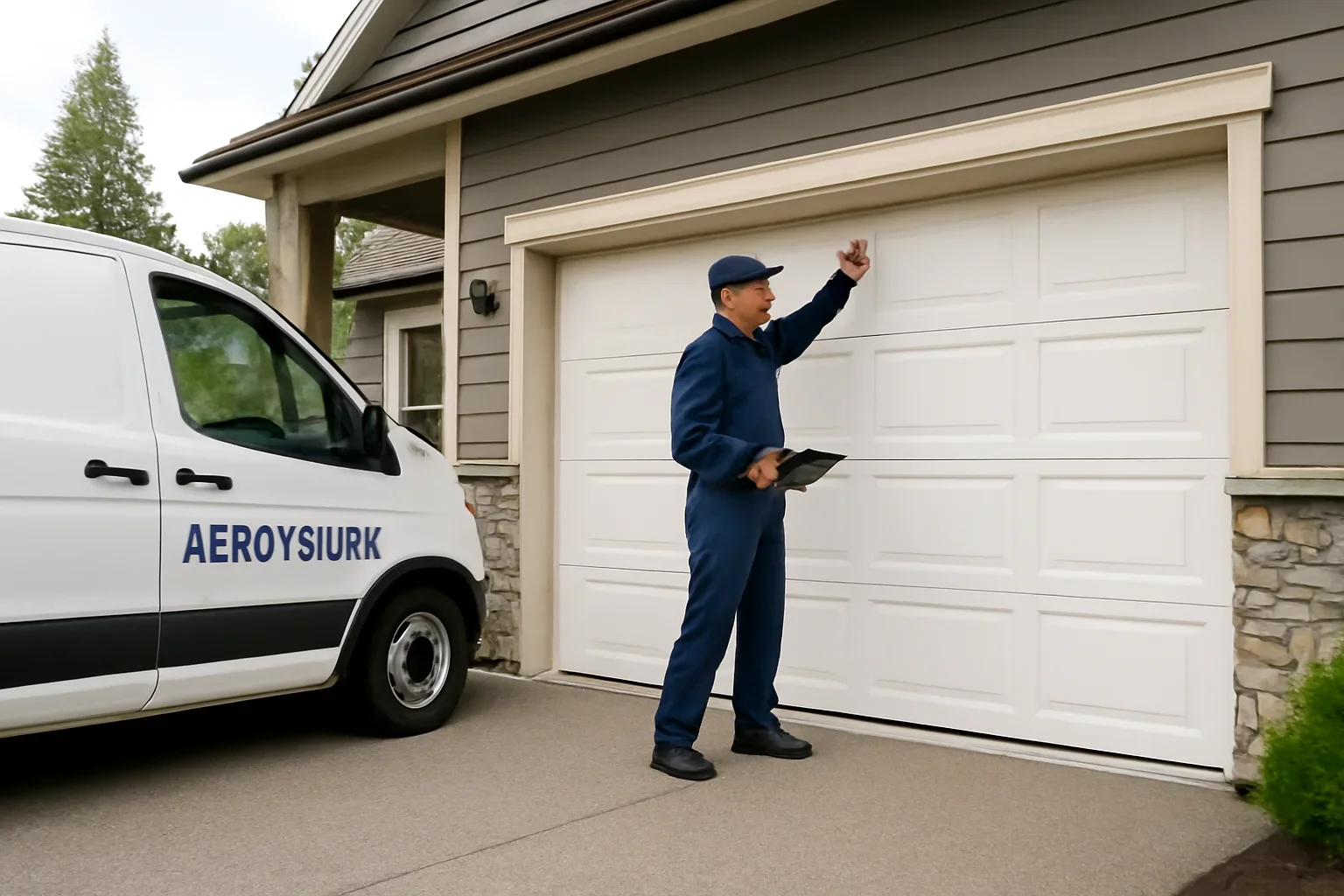 Garage door service visit at a home in Abbotsford