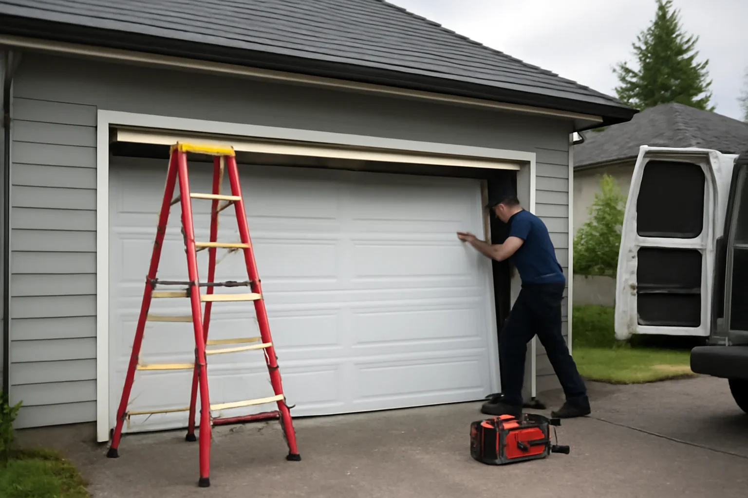 Garage door installation at a home in Burnaby