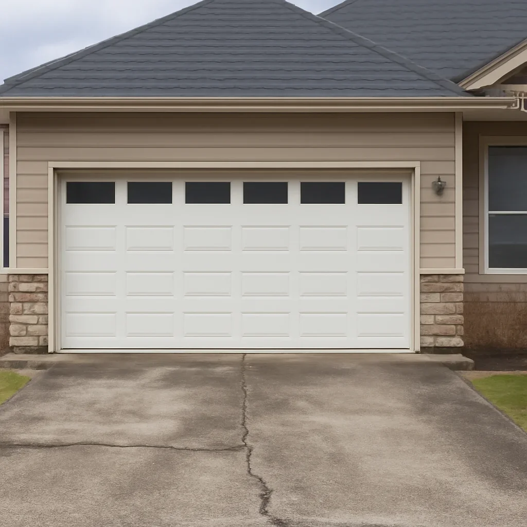 Residential garage door being inspected during maintenance in Chilliwack