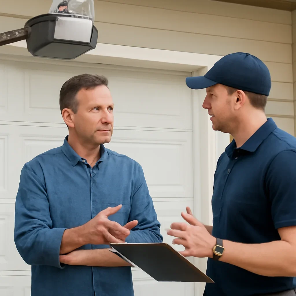 Chilliwack homeowner discussing a garage door opener problem
