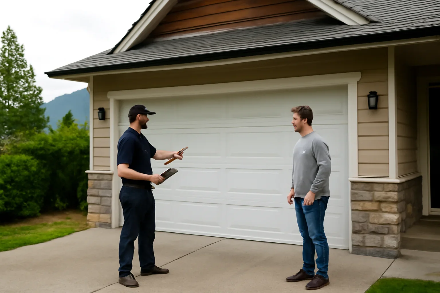 Garage door service visit at a home in Chilliwack