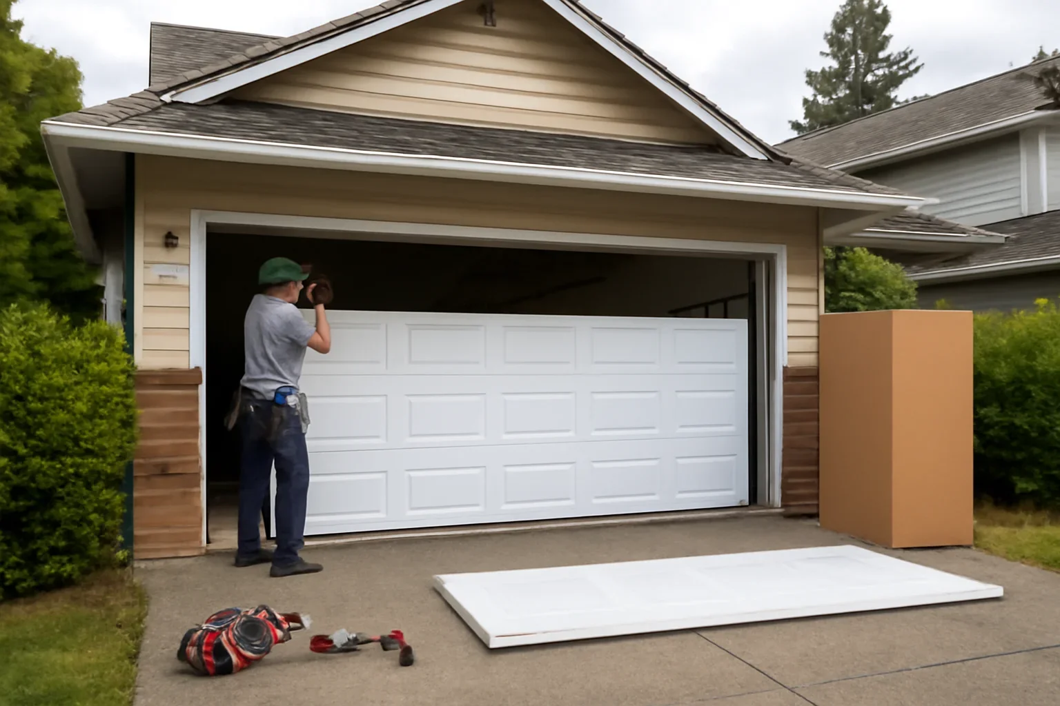 Garage door replacement at a home in Coquitlam