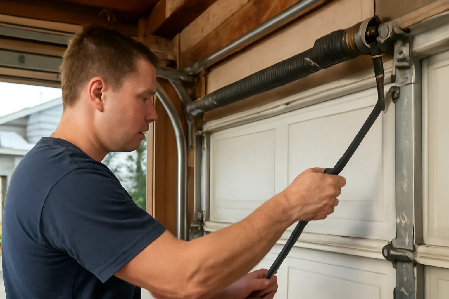 Garage door spring repair at a home in Coquitlam