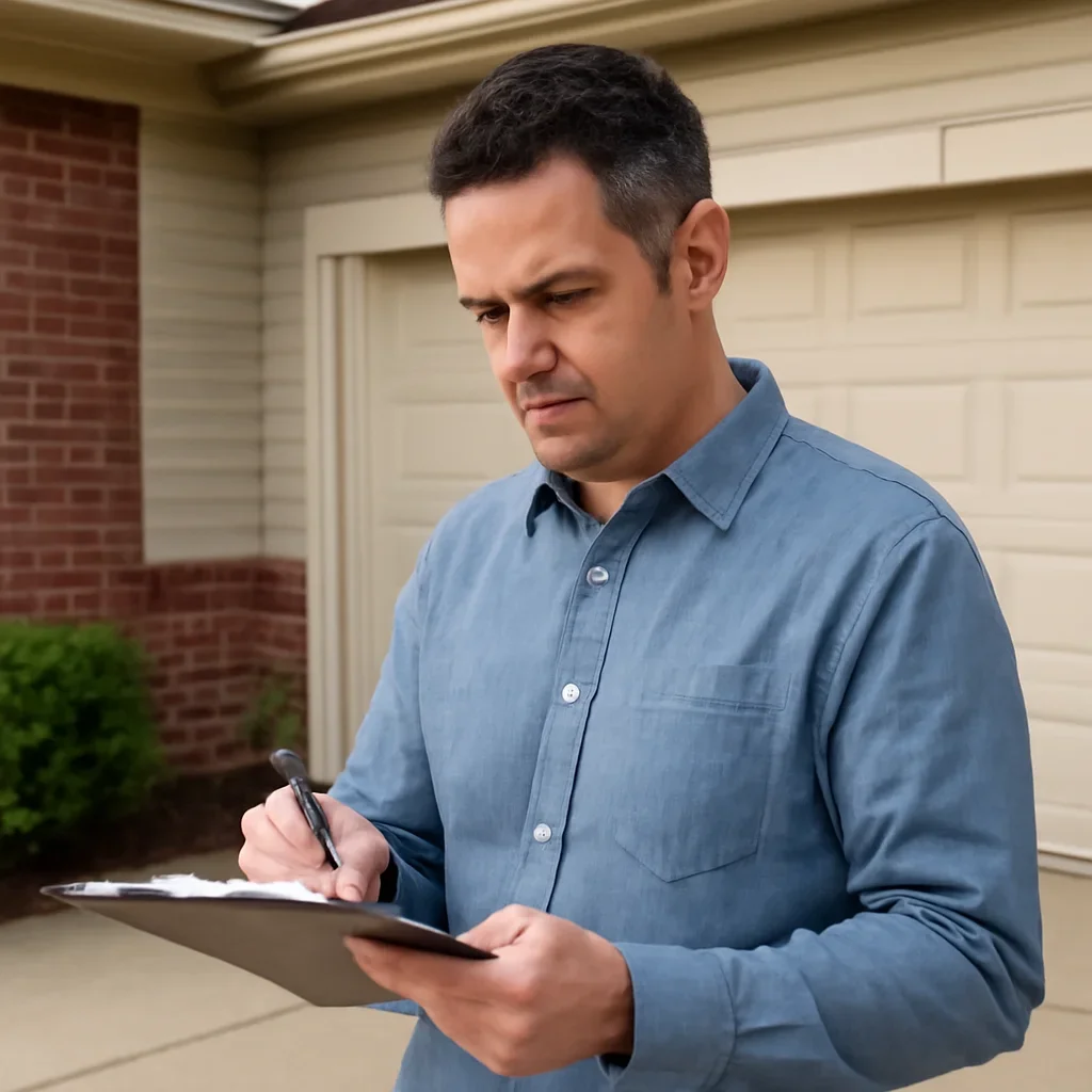 Homeowner in Delta preparing a garage door service request