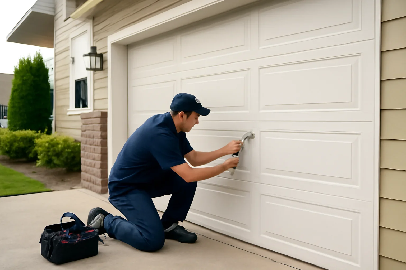 Garage door maintenance at a residential home in Delta, BC