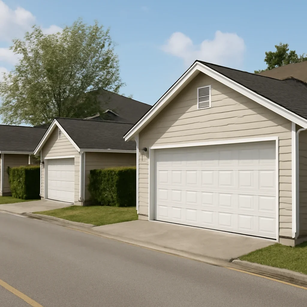Residential garages and homes in Delta
