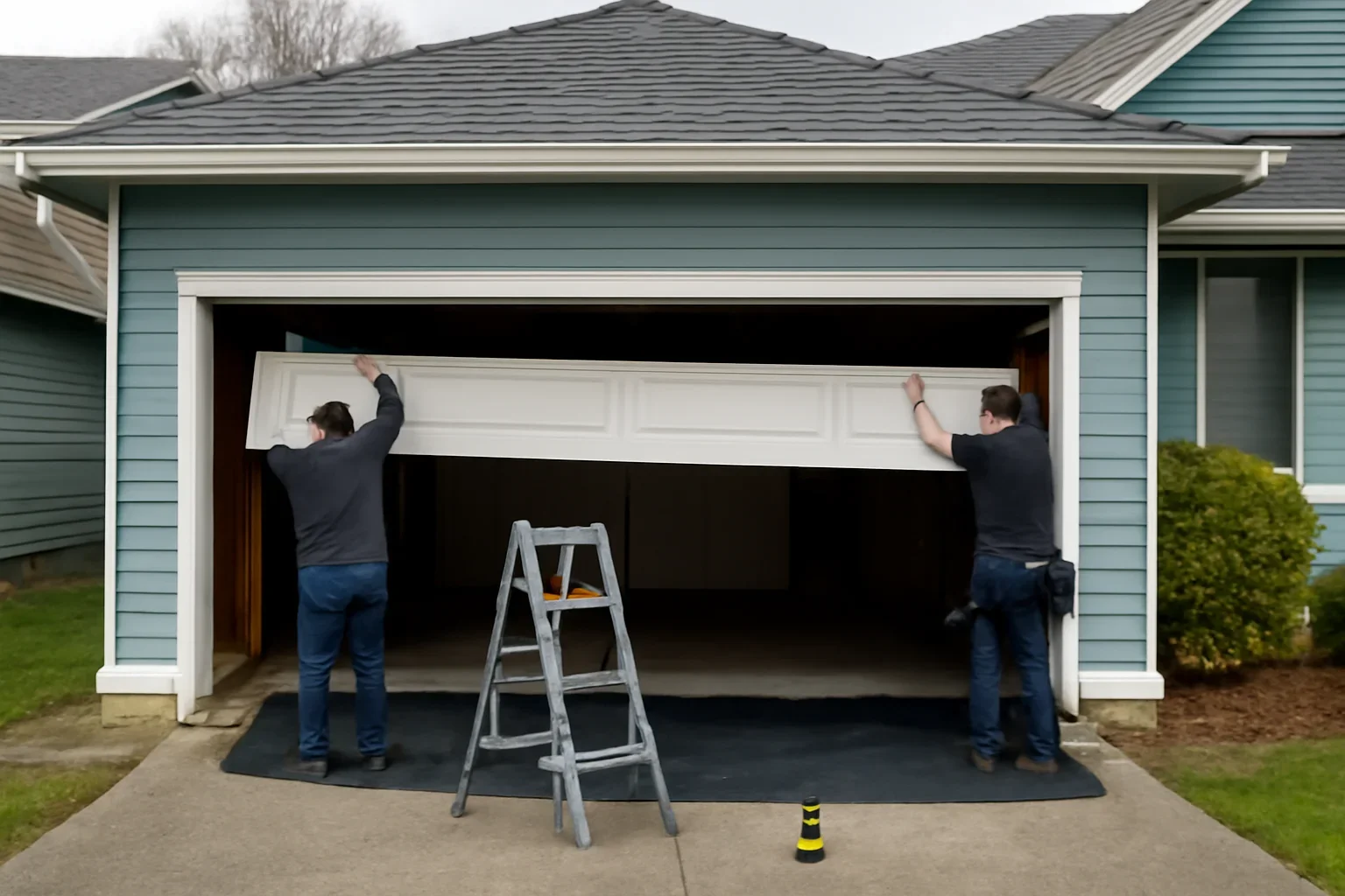 Garage door replacement at a home in Langley