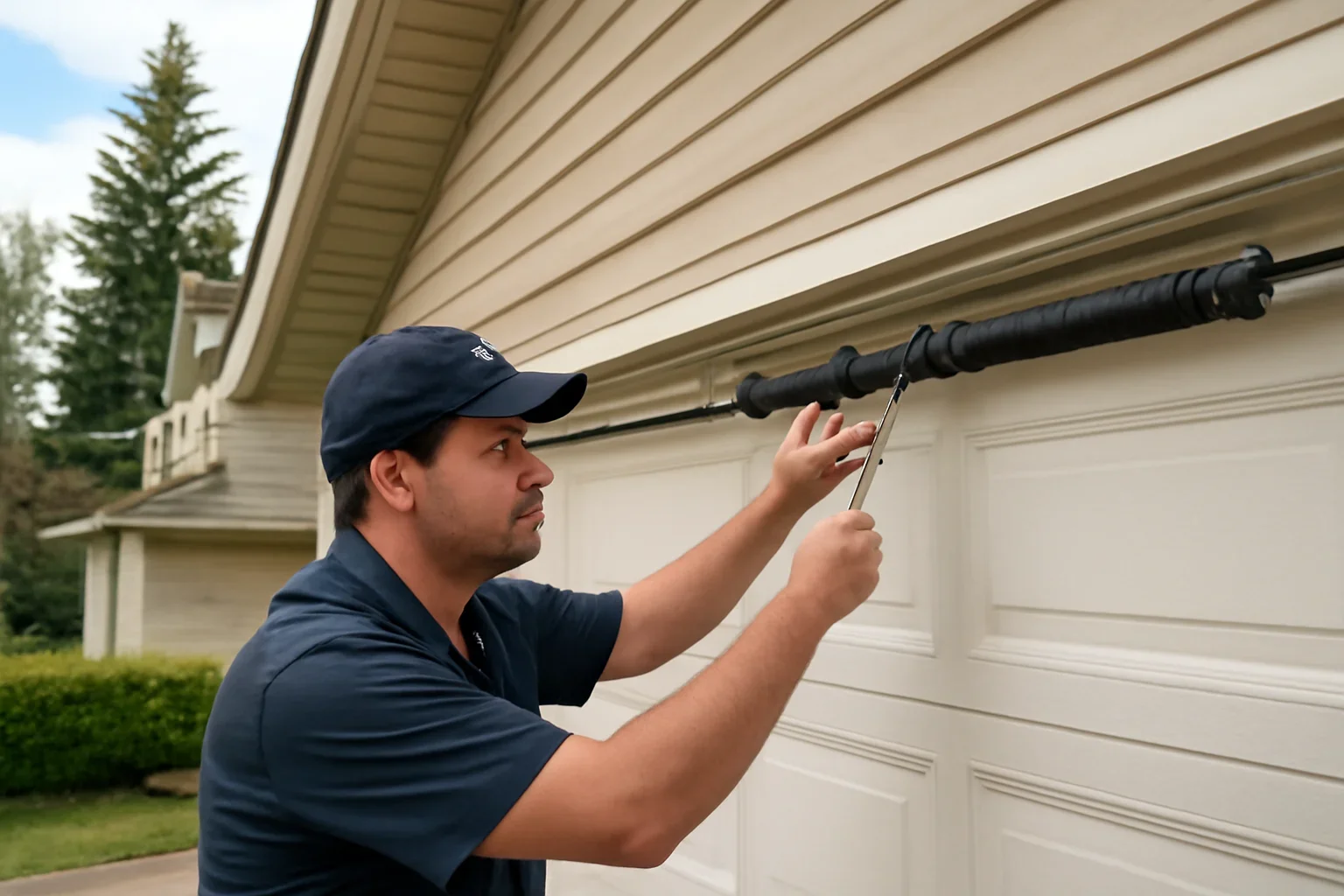 Garage door spring repair at a home in Langley