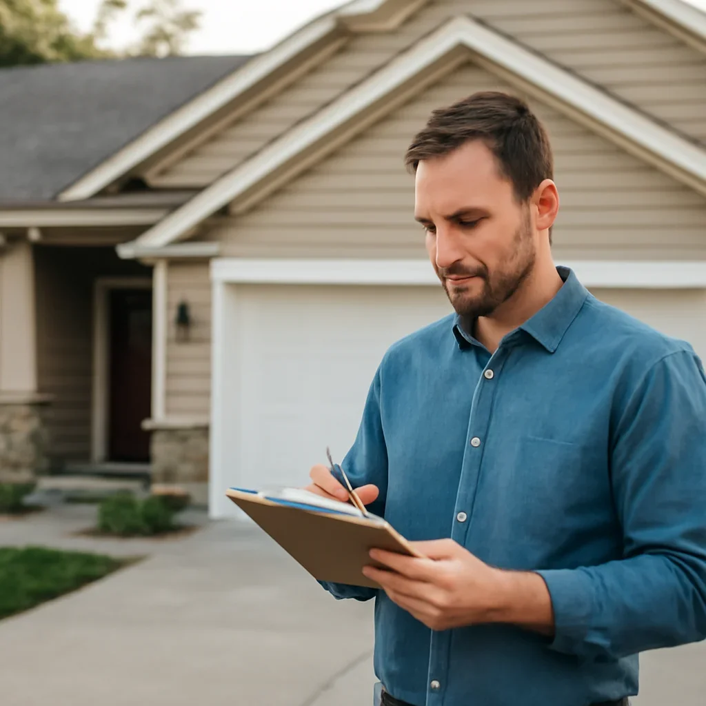 Homeowner in Maple Ridge preparing a garage door service request