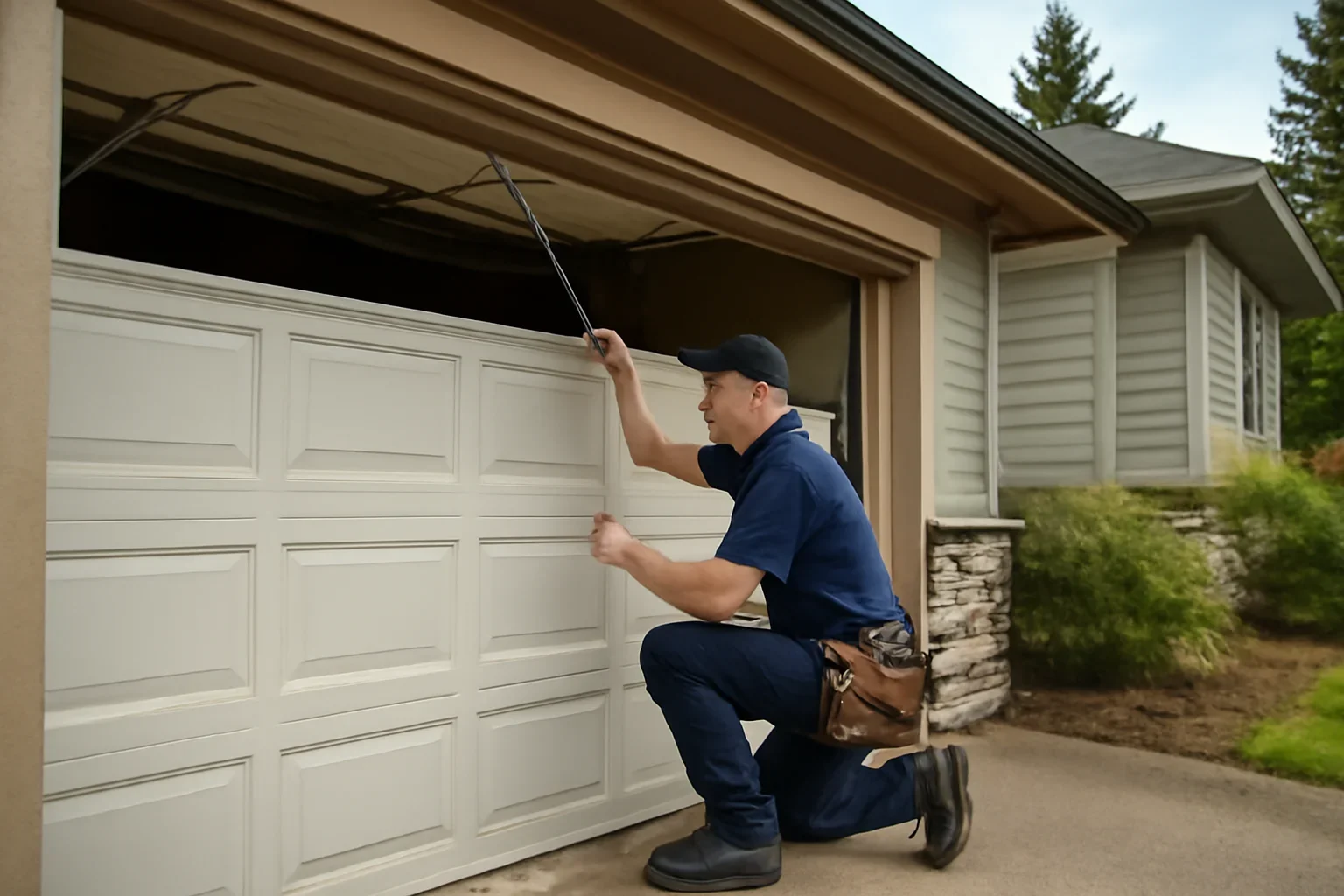 Garage door maintenance at a residential property in Maple Ridge, BC