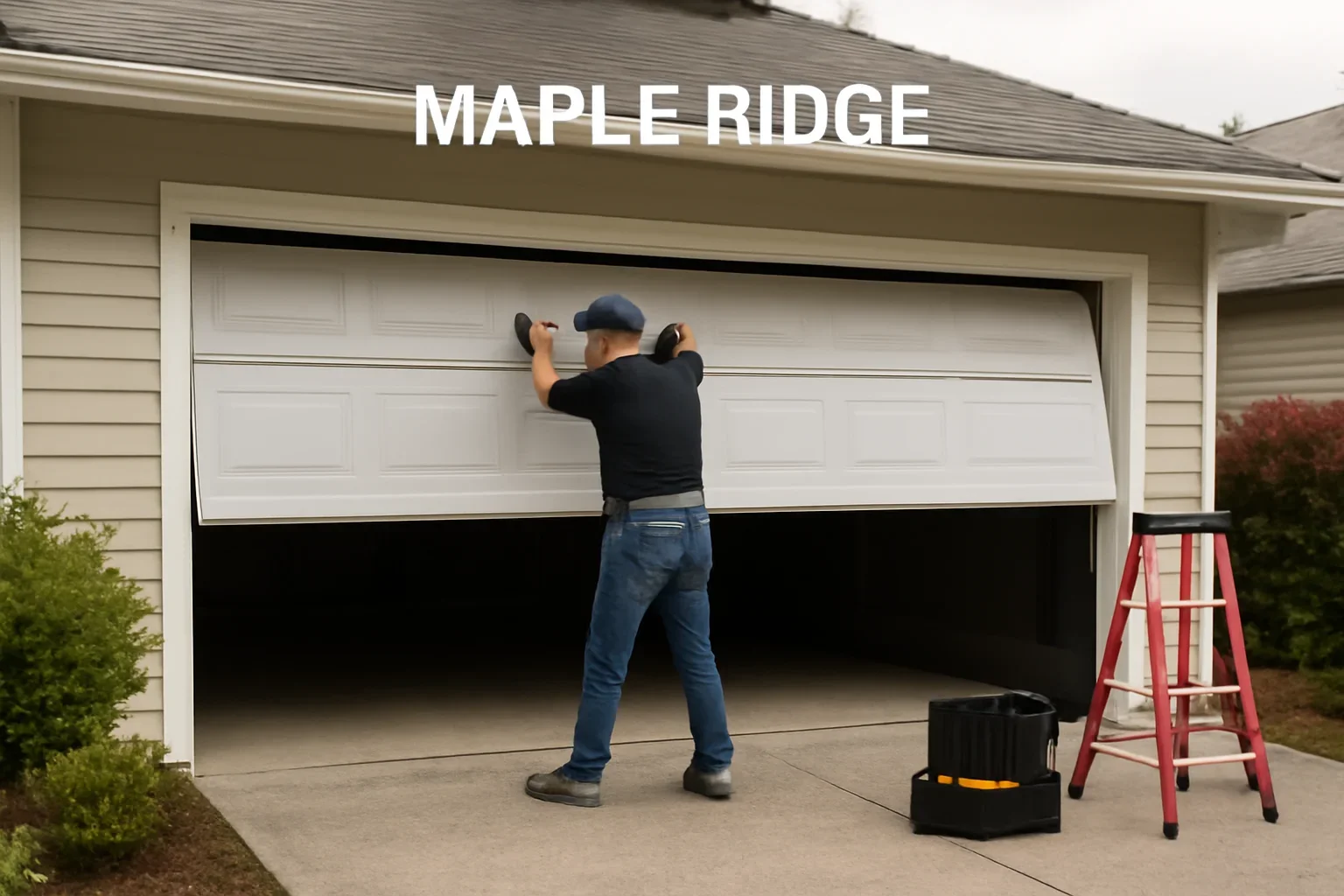 Garage door repair at a residential property in Maple Ridge BC