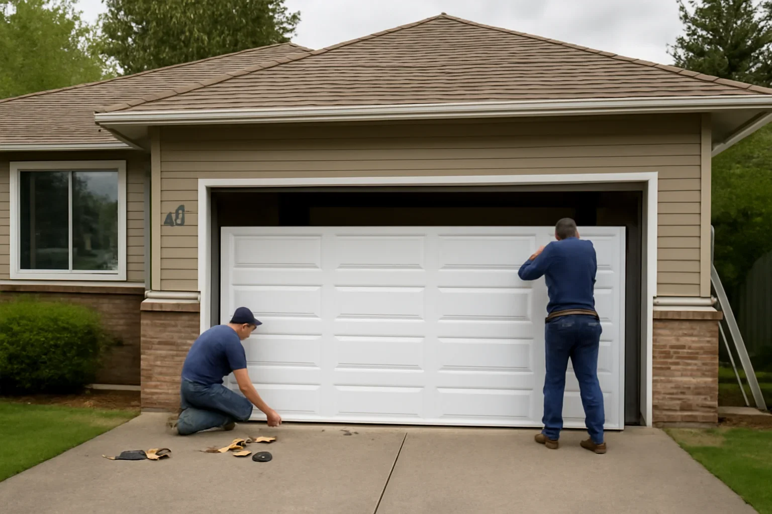 Replacement garage door at a residential property in Maple Ridge BC