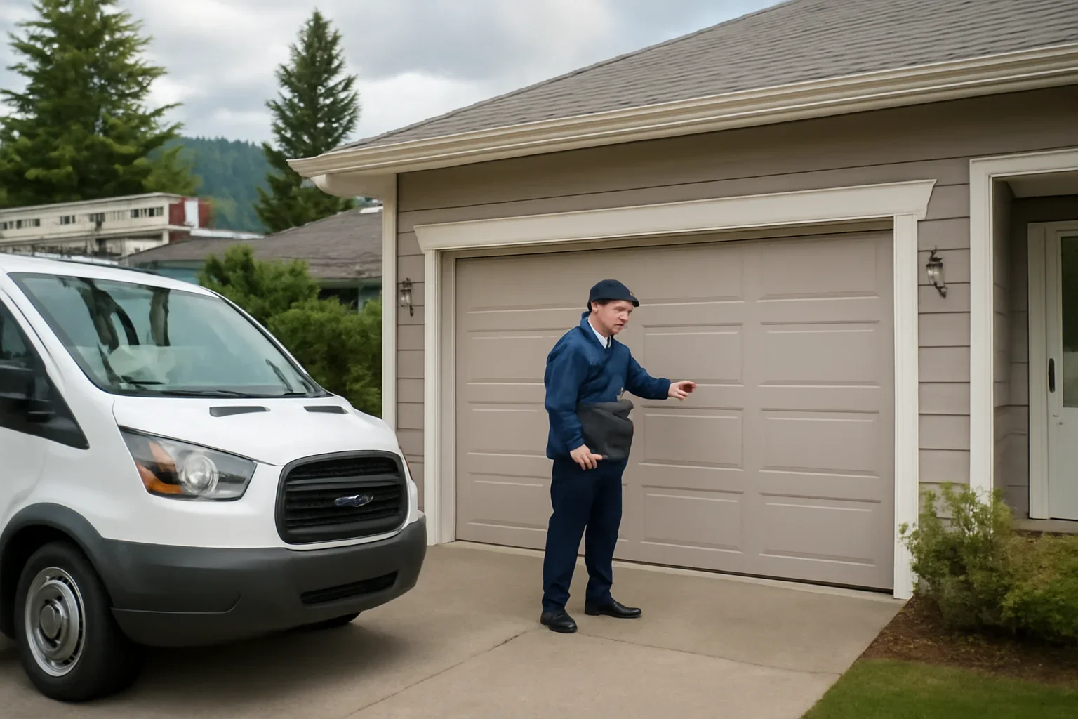 Garage door service visit at a home in Maple Ridge