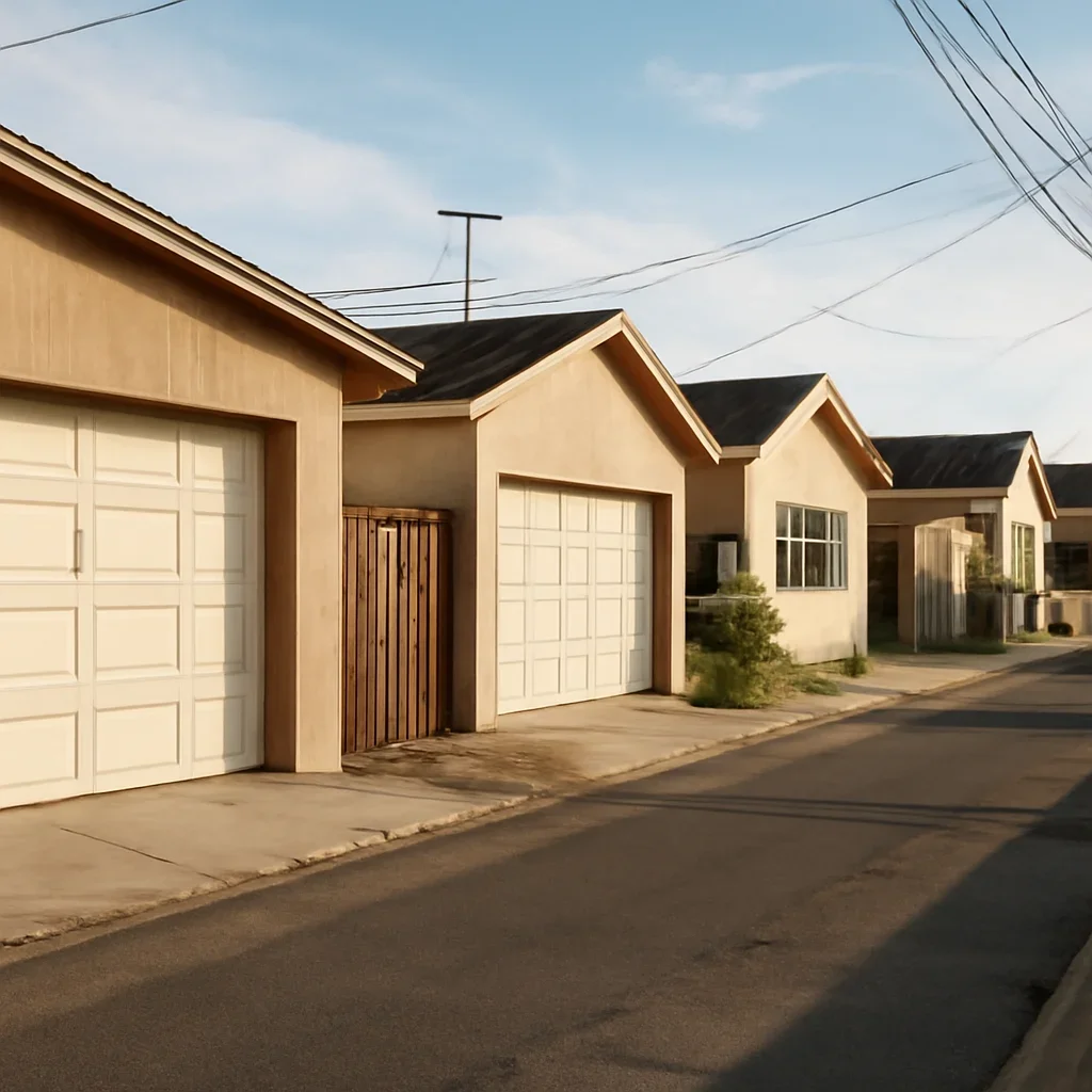 Residential garages and homes in Mission