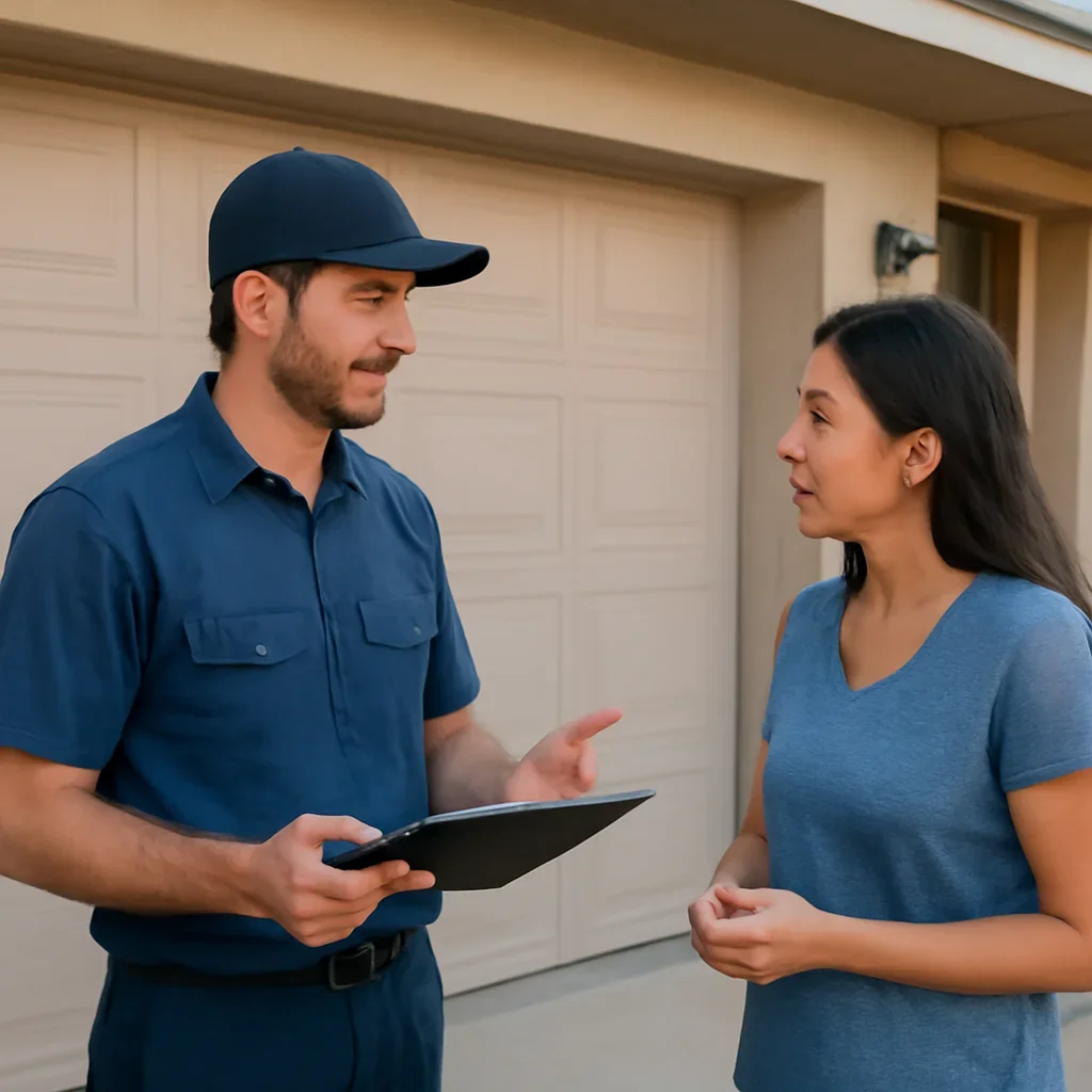 Garage door inspection and planning for a homeowner in Mission