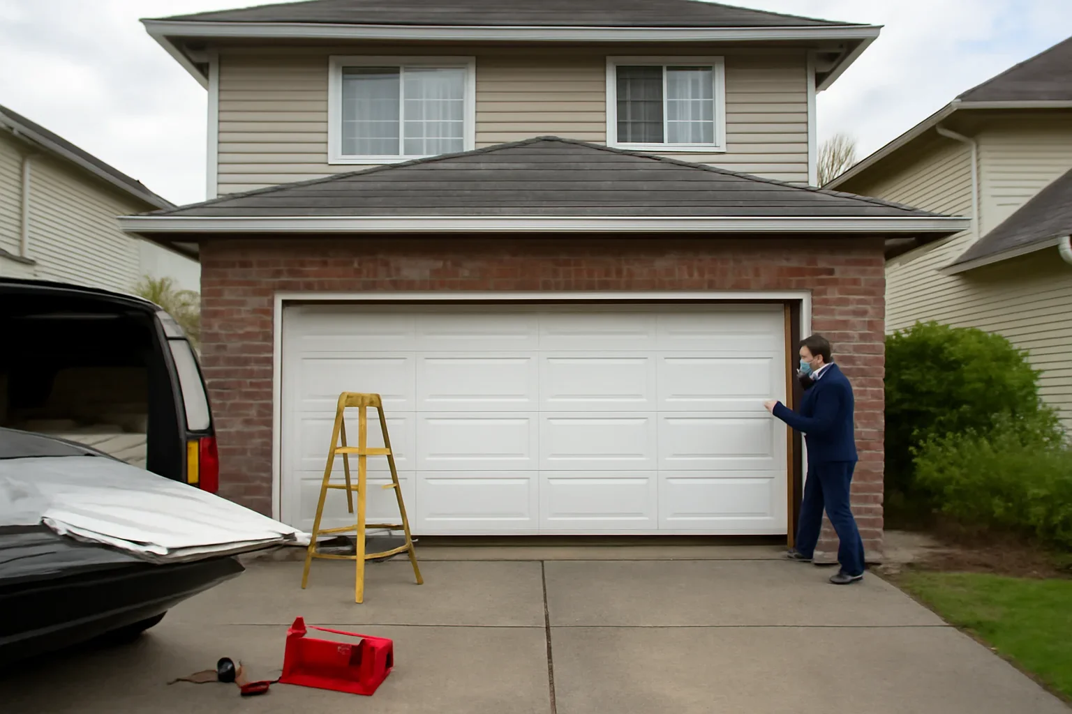 Garage door replacement at a home in New Westminster