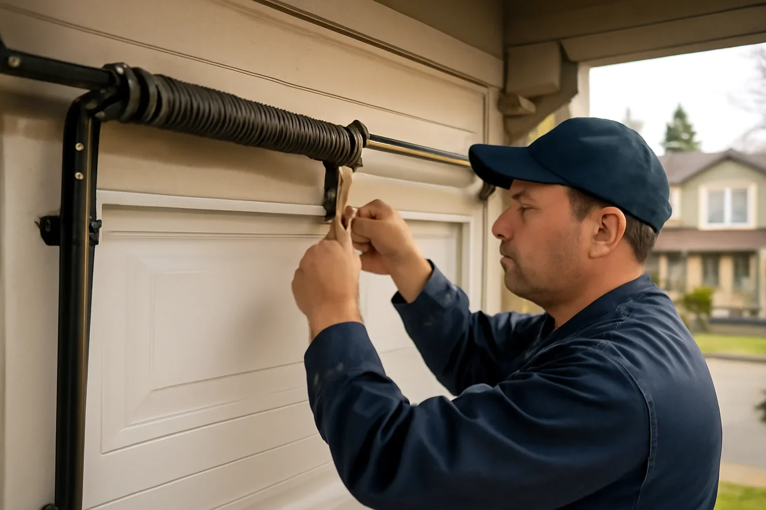 Garage Door Spring Repair at a home in New Westminster