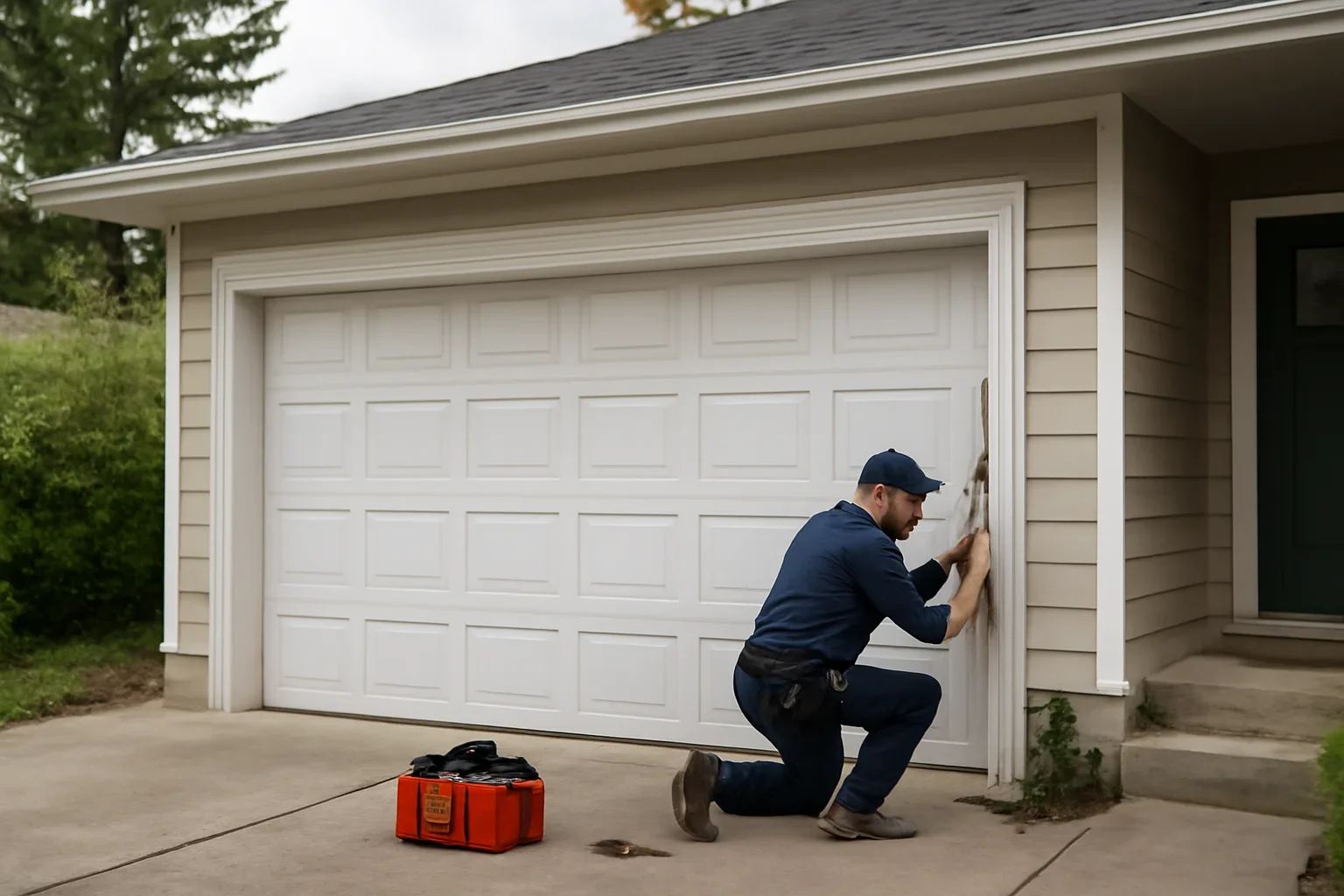 Emergency garage door repair at a North Vancouver home