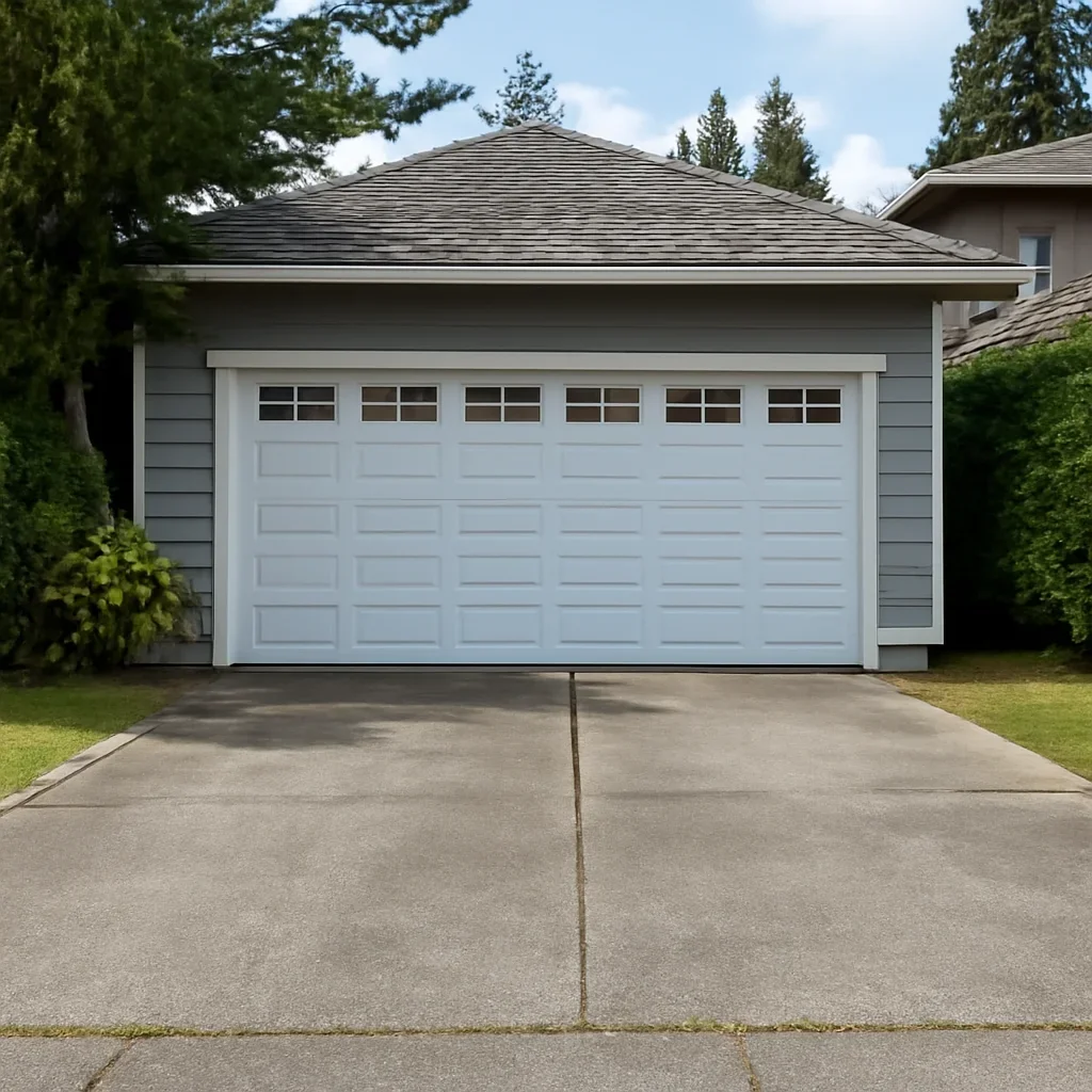 Residential garage and sloped driveway in North Vancouver