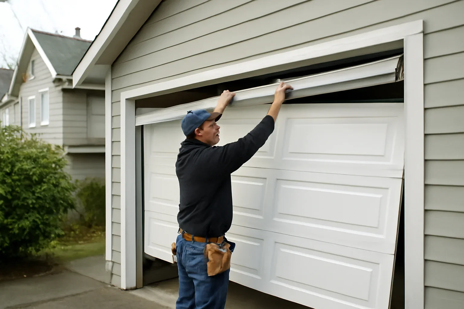Garage door installation at a home in North Vancouver