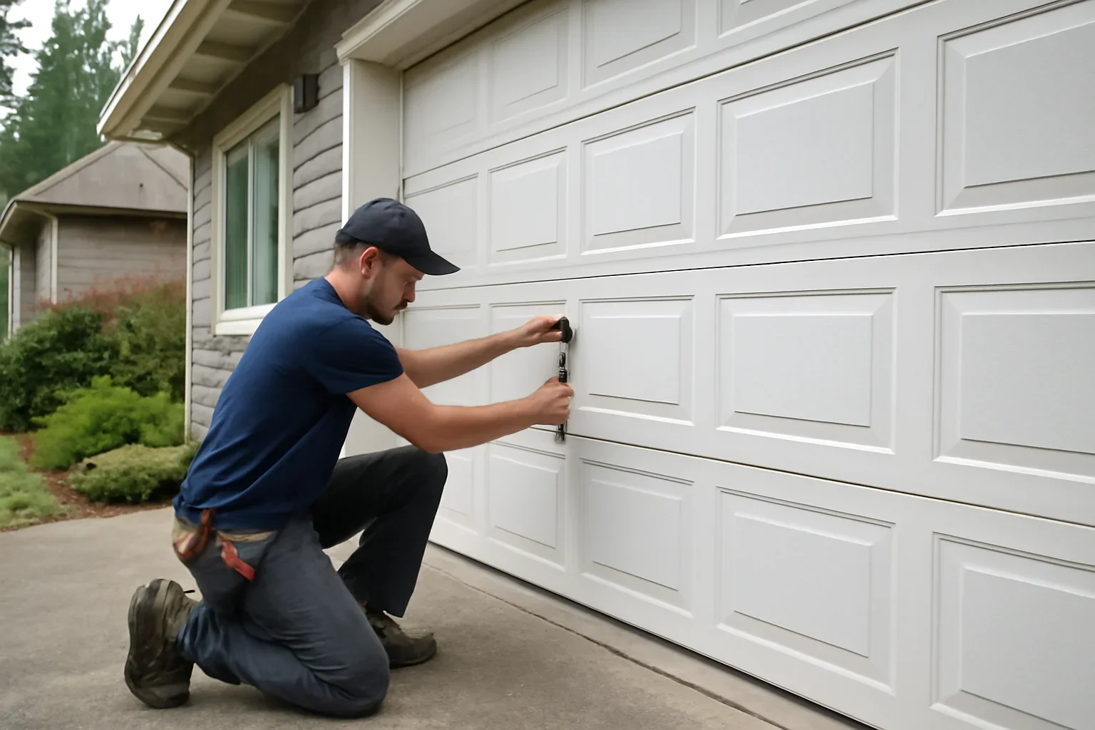 Garage door maintenance at a home in North Vancouver