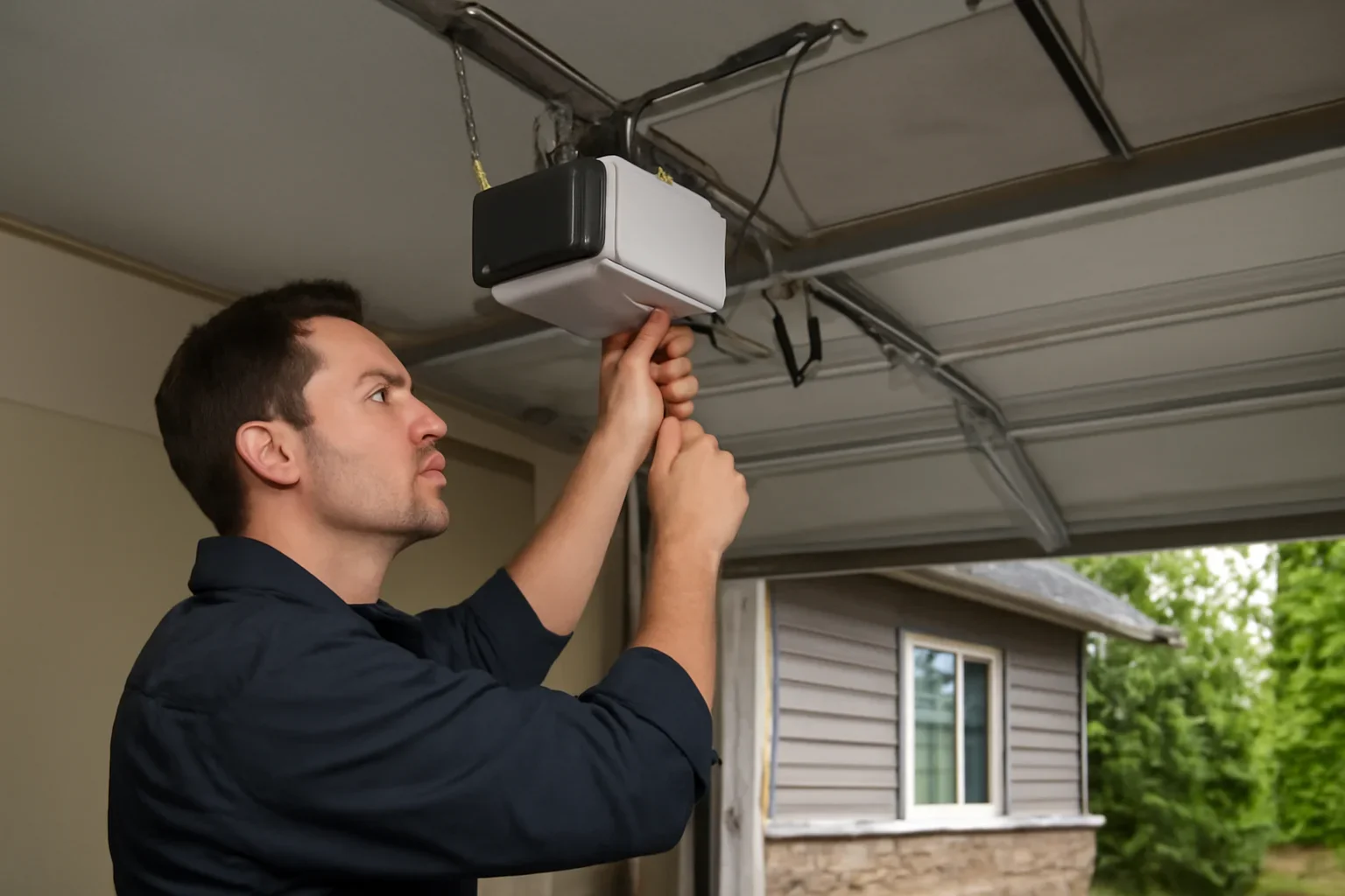 Garage door opener repair at a home in North Vancouver