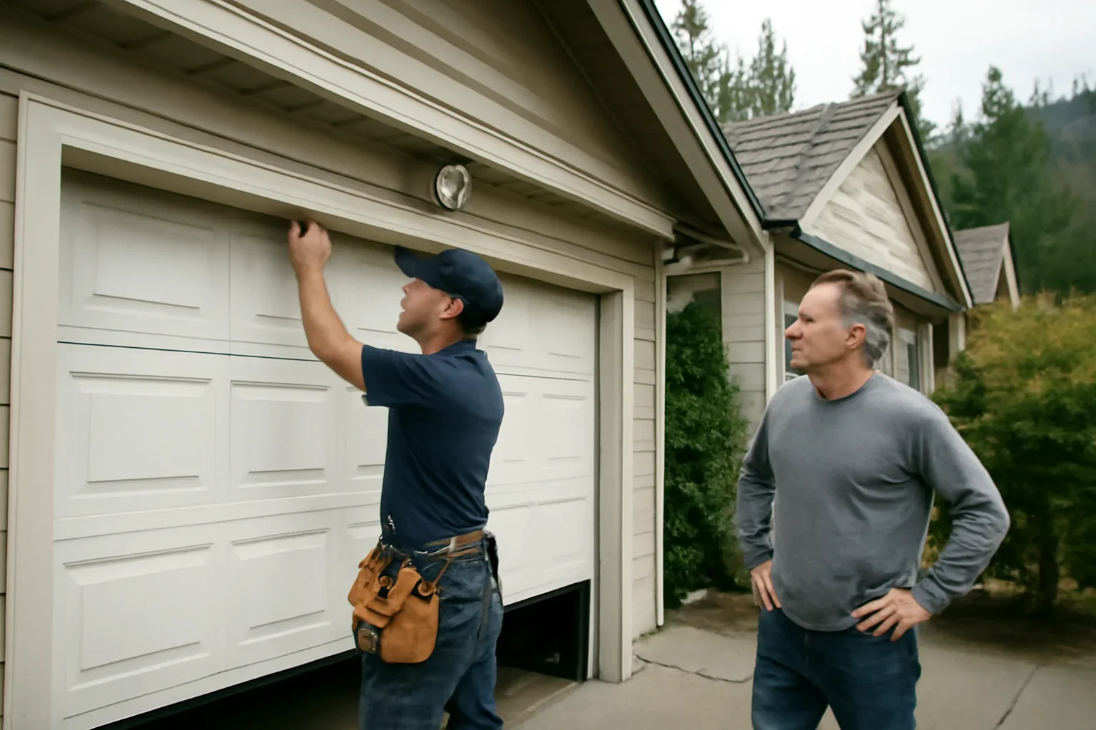 Garage door repair at a home in North Vancouver