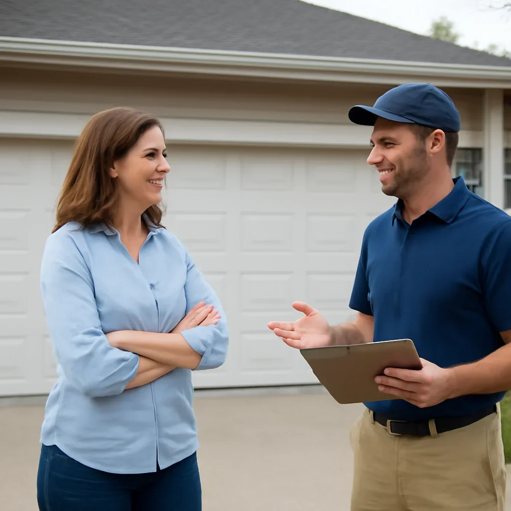 Garage door replacement planning at a residential property in Pitt Meadows BC