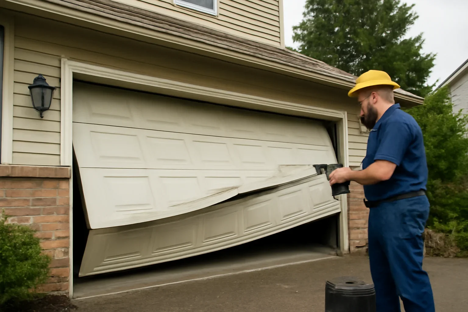 Emergency garage door repair at a home in Port Moody