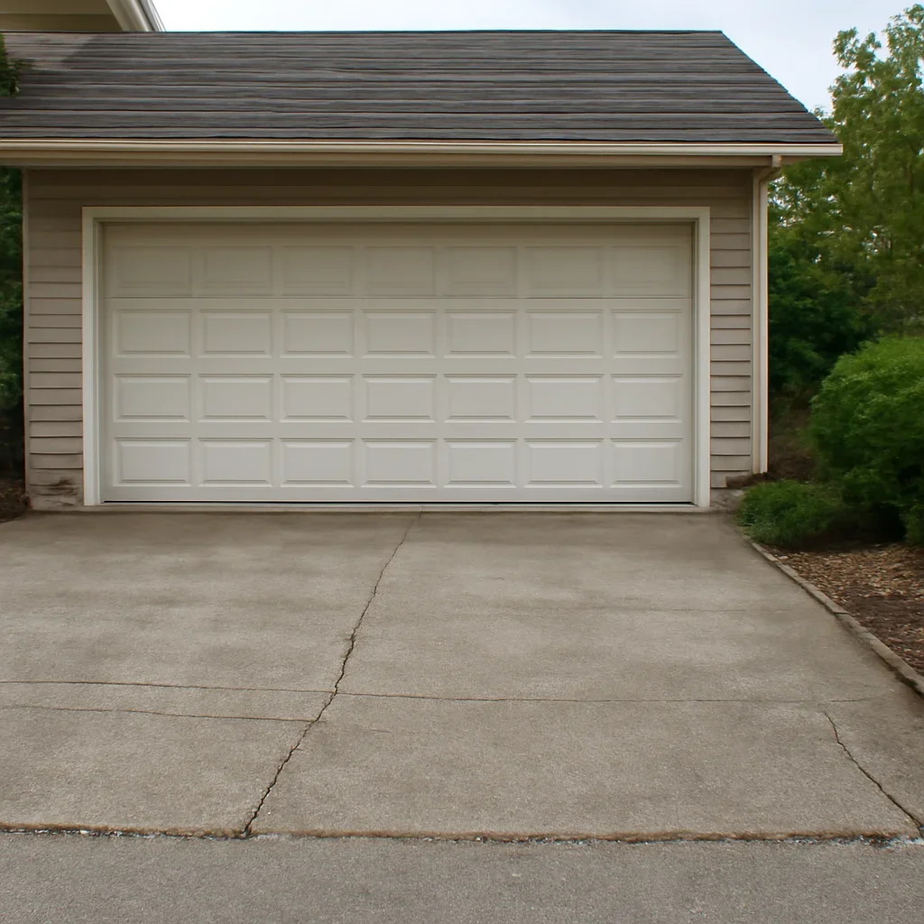 Garage door and driveway conditions typical of homes in Port Moody